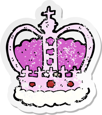 Bir insan tarafından çizilmiş kraliyet tacının gerilmiş çıkartması.