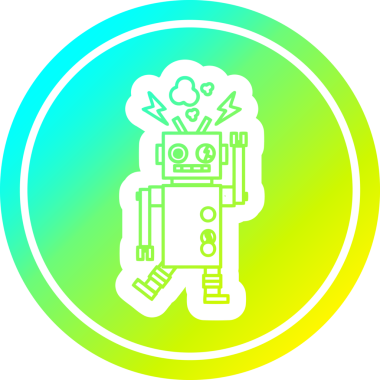 arızalı robot dairesel simgesi ve bir insan tarafından çizilen gradyan bitiş