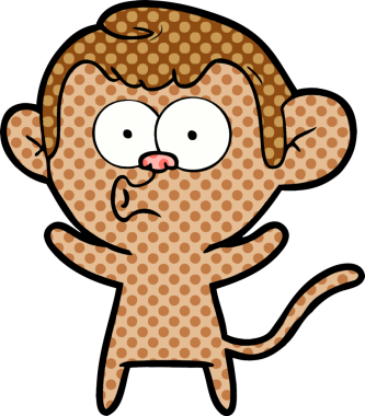 Bir insan tarafından çizilmiş, şaşırmış maymun çizgi filmi.