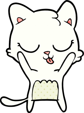 Bir insan tarafından çizilmiş sevimli çizgi film kedisi.