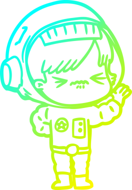 Bir insan tarafından çizilen kızgın bir uzay kızının soğuk gradyan çizimi