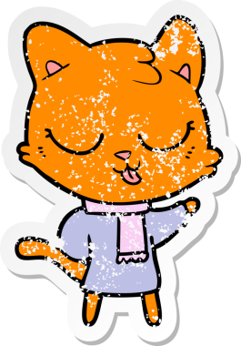 Bir insan tarafından çizilmiş karikatür bir kedinin sıkıntılı çıkartması.