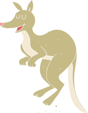 Bir insan tarafından çizilen düz renkli kanguru çizimi