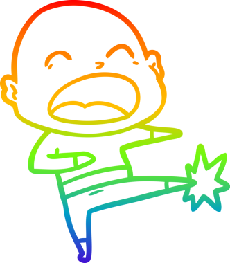 Gökkuşağı gradyan çizimi bir insan tarafından çizilmiş kel bir adamın çizimi.