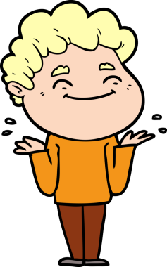 Bir insan tarafından çizilmiş çizgi film dostu bir adam.