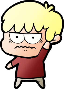 Bir insan tarafından çizilmiş sinirli çizgi film çocuğu.