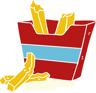 Bir insan tarafından çizilmiş garip çizgi film patates kızartması.