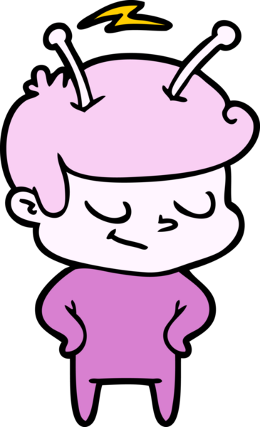 Bir insan tarafından çizilmiş dost canlısı çizgi film uzay adamı.