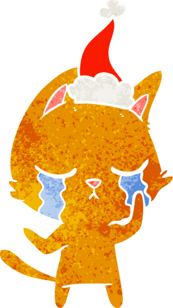 Ağlayan el, bir insan tarafından çizilmiş Noel Baba şapkası takan bir kedinin eski çizgi filmini çizdi.