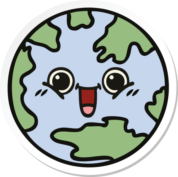 Bir insan tarafından çizilmiş şirin bir çizgi film gezegeninin çıkartması.