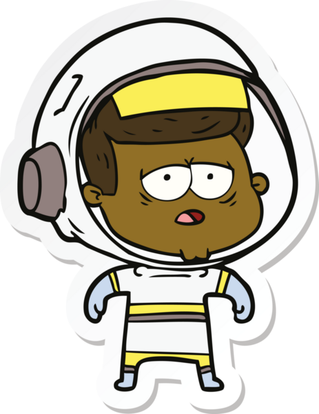 Bir insan tarafından çizilmiş yorgun bir astronotun çıkartması.
