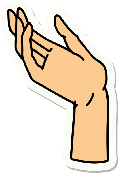 Bir insan tarafından çizilmiş geleneksel bir el dövmesi çıkartması.