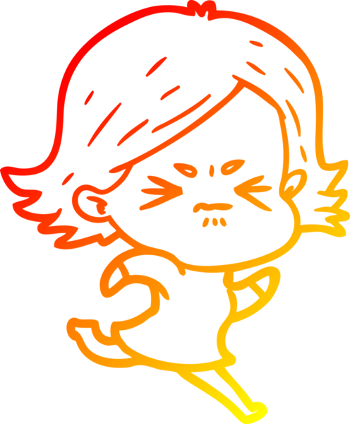 Bir insan tarafından çizilmiş kızgın bir kızın sıcak çizgi çizimi