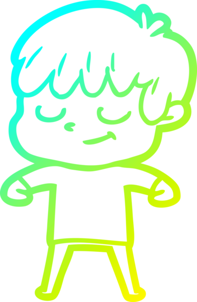 Bir çizgi film karakteri çizen soğuk çizgi bir insan tarafından çizilmiş mutlu çocuk.