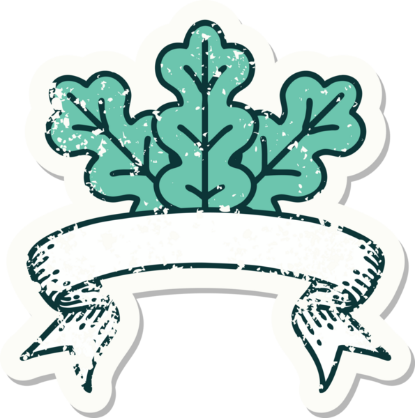 Bir insan tarafından çizilmiş yaprak sancağı olan eski bir etiket