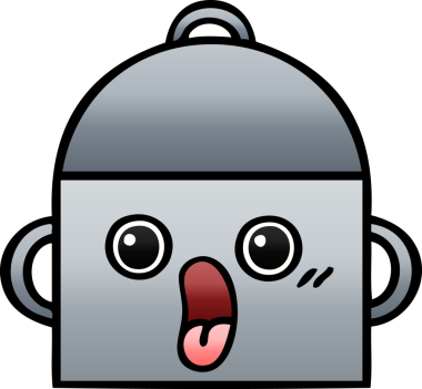 Bir insan tarafından çizilmiş tencerenin gölgeli karikatürü.