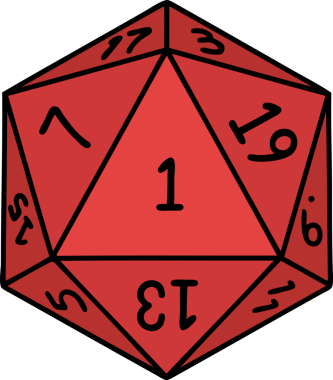 Retro Dövme Biçimi Doğal 1D20 zar bir insan tarafından çizildi