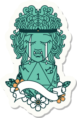 Ağlayan vahşi bir karakterin çıkartması. İnsan tarafından çizilmiş doğal bir yüz.