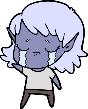 Bir insan tarafından çizilmiş ağlayan elf kızı.