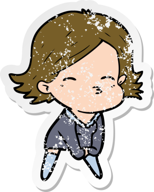 Bir insan tarafından çizilmiş karikatür bir kadının sıkıntılı çıkartması.