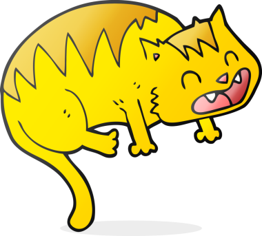 Bir insan tarafından çizilmiş serbest çizim çizgi film kedisi.