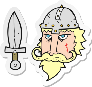 Bir insan tarafından çizilmiş Viking savaşçısının çıkartması.