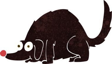 Bir insan tarafından çizilmiş mutlu bir köpek.