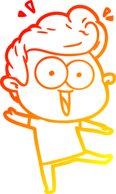 Bir insan tarafından çizilmiş, heyecanlı bir çizgi film çizimi.