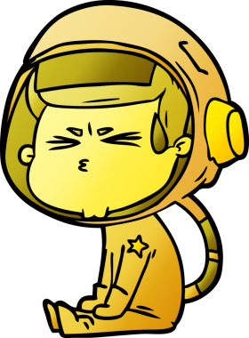 Çizgi film bir insan tarafından çizilmiş astronot.