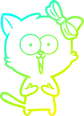 Bir insan tarafından çizilen çizgi film kedisinin soğuk gradyan çizgisi.