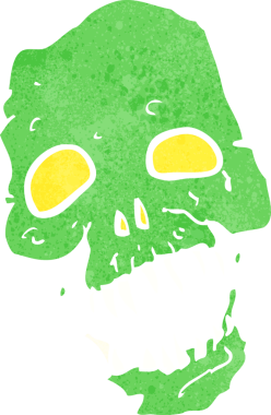 Bir insan tarafından çizilmiş korkunç kafatası.