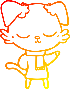 Bir insan tarafından çizilmiş sevimli bir köpeğin sıcak çizgi çizgisi.