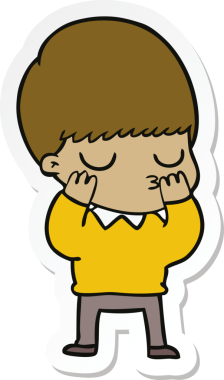 Bir insan tarafından çizilmiş sakin bir çocuğun çıkartması.