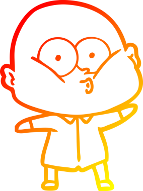 Bir insan tarafından çizilmiş kel bir adamın sıcak çizgi çizimi.