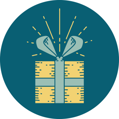 Bir insan tarafından çizilmiş dövme stili bir Noel hediyesi.