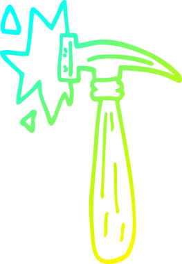 Bir insan tarafından çizilen çekiç darbesinin soğuk gradyan çizgisi