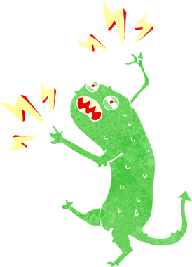 Bir insan tarafından çizilmiş küçük bir canavar.