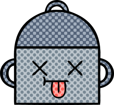 Bir insan tarafından çizilmiş yemek tenceresinin çizgi romanı.