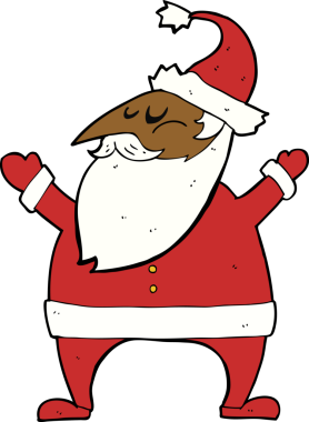 Bir insan tarafından çizilmiş Noel Baba çizgi filmi.