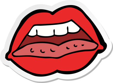 Bir insan tarafından çizilmiş seksi dudakların çıkartması.