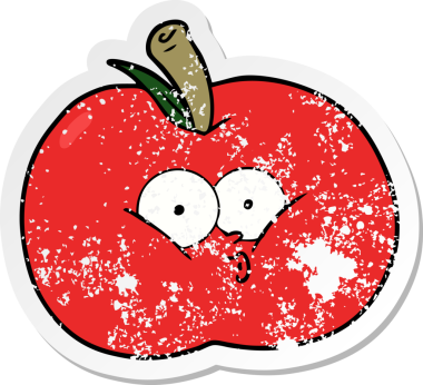 Bir insan tarafından çizilmiş karikatür elmasının sıkıntılı çıkartması.