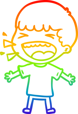 Gökkuşağının gradyan çizimi bir insan tarafından çizilmiş gülen bir adamın çizimi.