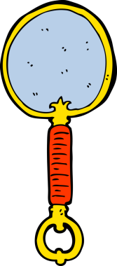 Bir insan tarafından çizilmiş çizgi film aynası