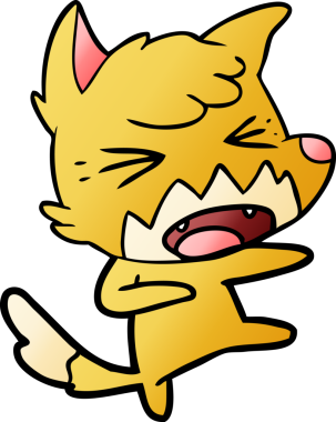 Bir insan tarafından çizilen kızgın çizgi film tilkisi saldırıyor