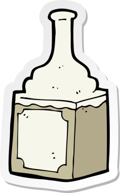 Bir insan tarafından çizilmiş viski şişesinin çıkartması.