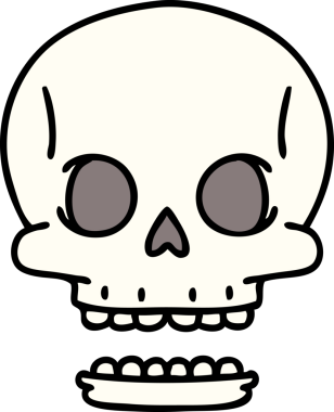 Bir insan tarafından çizilmiş ürkütücü bir cadılar bayramı kafatası çizimi.