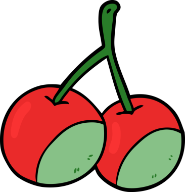 Bir insan tarafından çizilmiş kirazlar.