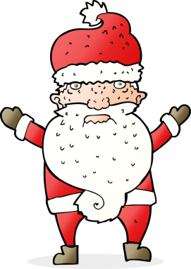 Bir insan tarafından çizilmiş huysuz Noel Baba çizgi filmi.