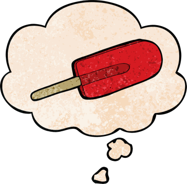 bir insan tarafından çizilmiş grunge doku tarzında düşünce baloncuklu buz lolipopu.