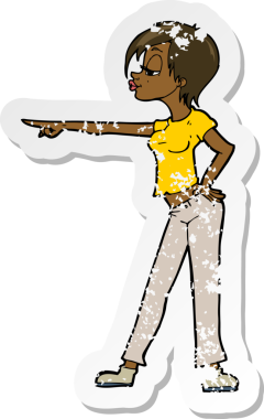 Bir insan tarafından çizilmiş karikatür kadının gerilmiş çıkartması.